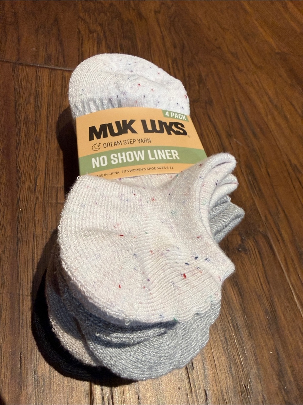 Muk Luks No Show Liner Socks in Light Gray with Multicolor Flecks